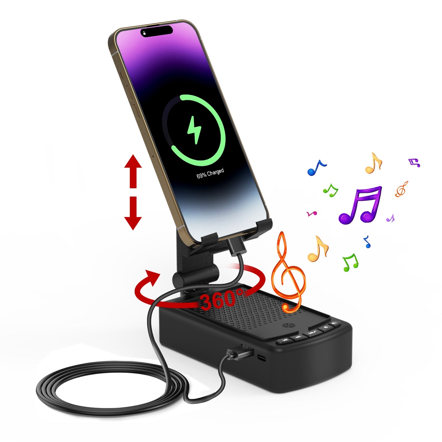 1Pc Cell Phone Stand With HD Surround Wireless Speaker Power Bank Portable Foldable Charging Phone Stand With Anti...