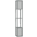 Floor Lamp With Shelves, Dual Light, Modern Tall Standing Lamps, With Pull Chain Switch (Bulb Not Included), Light Grey