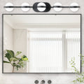 Modern Minimalist Bathroom Vanity Light, LED 5 Bulb Frosted Glass Shades, Wall Mounted Decorative Lighting Fixture, Suitable For Bathroom Vanity Mirror  Black
