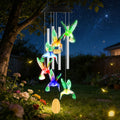 Solar Hummingbird Wind Chime With Aluminum Tubes 7 Color Changing Wind Chime For Outside IPX4 Waterproof Outdoor...