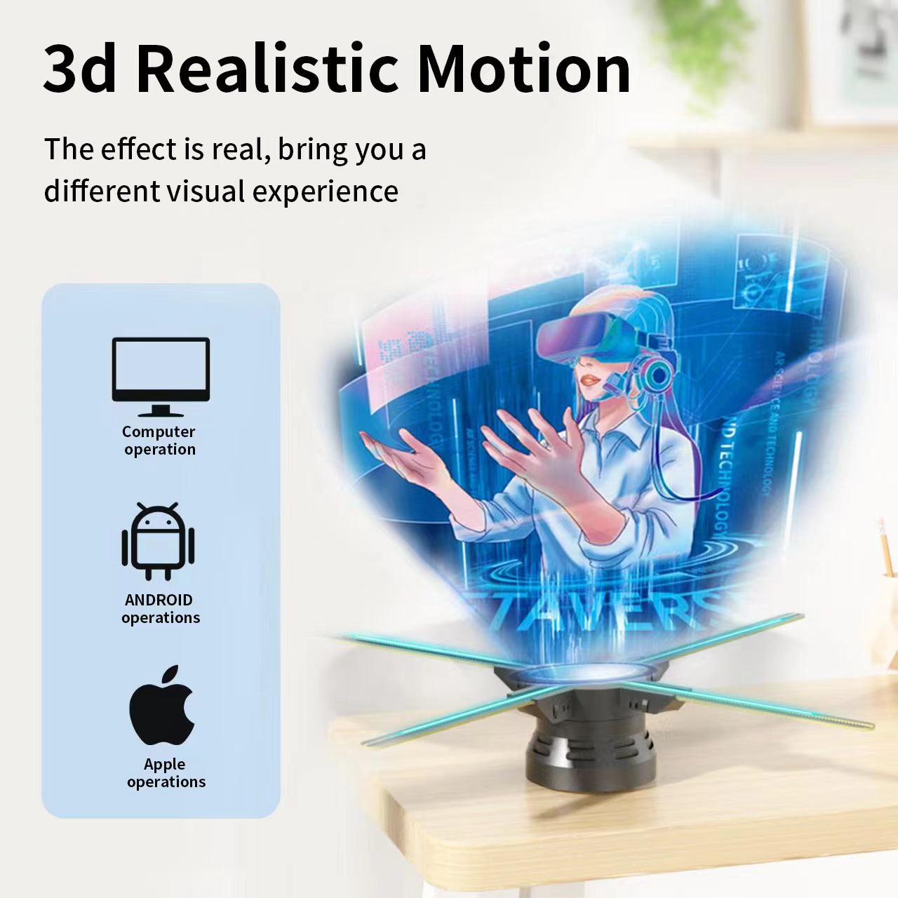 3Dhologramfan, 60cm 3Dhologramfan Projector HD 720 LED Holographic Christmas Tree Advertising Display With Remote...