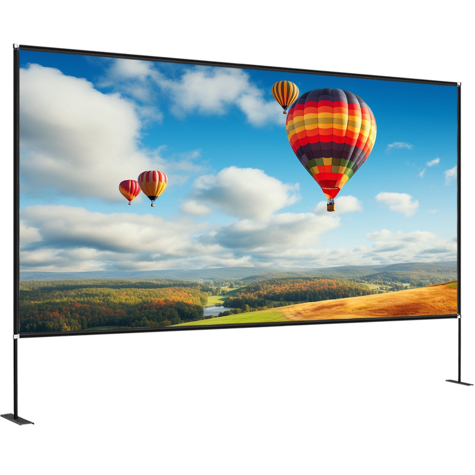 Projector Screen With Stand 150inch Portable Movie Screen 16:9 4K HD Wide Angle Outdoor Projector Screen Stand Easy...