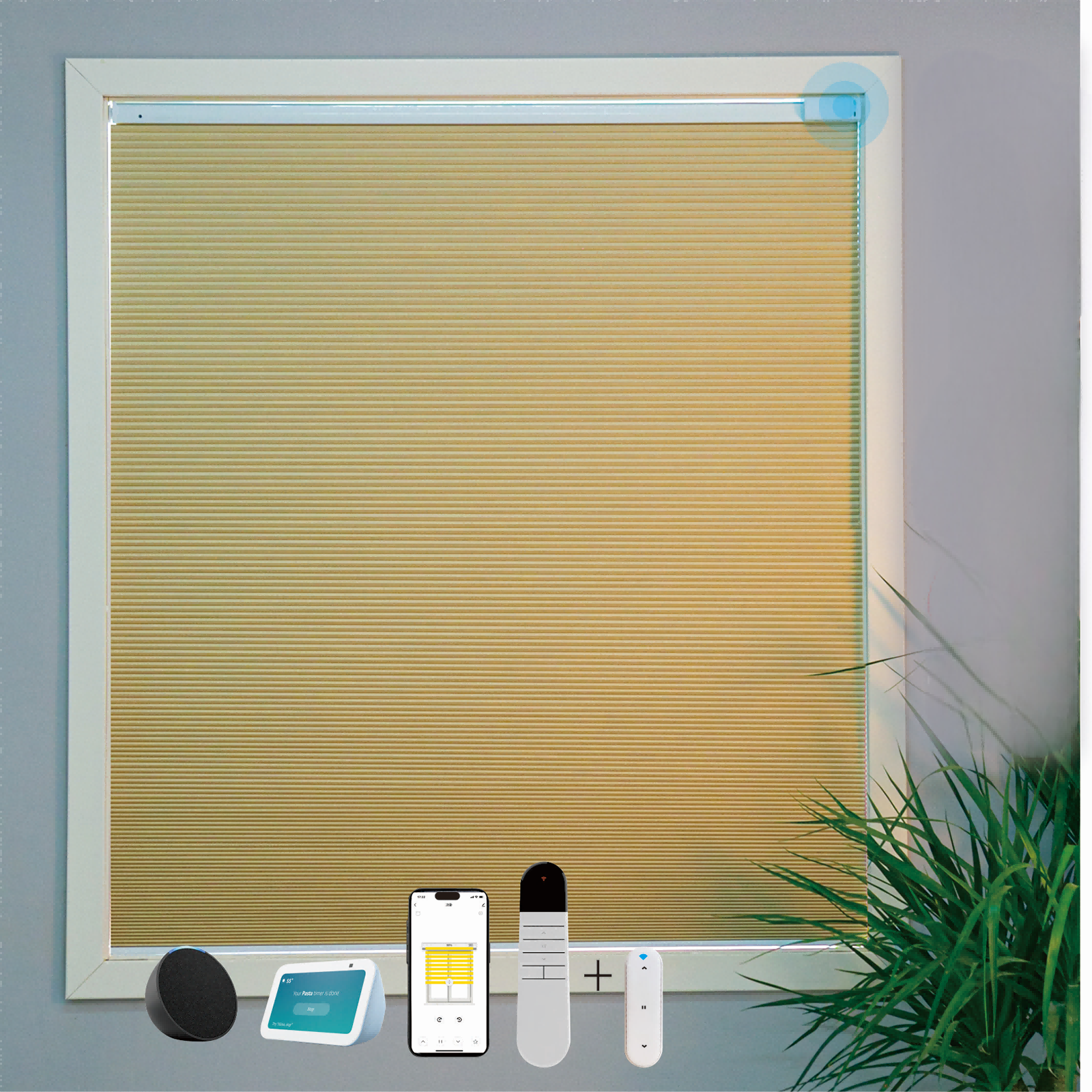 Equipped With A 15 Channel Remote Control And Solar Charging Panel, Electric Fully Blackout Honeycomb Curtain,...