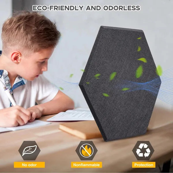 6" Hexagon Sound Panels, 9mm Thick Acoustic Panels, Polyester Fiber Wall Tiles, 12-Pack For Home Studio/Office Noise...