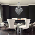 20  Chrome Crystal Chandelier With Adjustable Height, Modern Ceiling Light Fixture For Living Room, Dining Room, Staircase, 11-Light E12 Bulb Base  No Bulbs