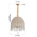 20 Inch 6 Light K9 Crystal Pendant Light Chandelier  Elegant Waterfall Design With Cascading Crystal Bead Strings And Gold Finish For Living Room, Bedroom, Or Dining Area Bulb Not Included