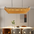 54 Black Rectangular Chandeliers For Dining Room, 12-Light 4 Tiered Large Smoke Glass Chandelier, Modern Kitchen Island Farmhouse Hanging Light Fixture For Living Room Foyer Bulb Not Included
