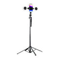 ES-B181 AI Auto Face Tracking Selfie Stick with 4 Leg Tripod 360° Rotation Dual Fill Light Anti Shake Gimbal Bluetooth Remote for Vlog Live Streaming TikTok