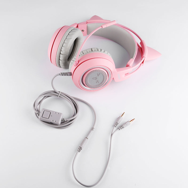 G951s Girl Cat Ear Gaming Headphone 3.5mm Plug Cute Headset For PC One PS4 Phone Pad Girl Kids Gaming Headset