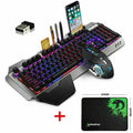 104 Keys Wireless Gaming Keyboard Mouse Set  Mouse Pad, RGB LED Backlit PC  Laptop Black-Rainbow