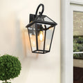 21 H 1-Pack Outdoor Wall Lantern Light  Modern Black Metal & Clear Glass Sconce For Porch, Patio, And Garden Lighting Bulb Not Included