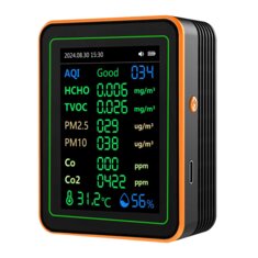 ZN-MT22 12-in-1 Air Quality Monitor AQI CO2 CO Formaldehyde TVOC PM2.5 PM10 Temperature Humidity TFT Screen 1200mAh Battery High-Precision Sensors