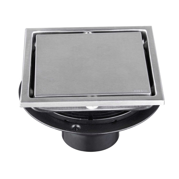 6 Inch Square Shower Drain With 2-in-1 Flat & Tile Insert Removable Cover, 304 Stainless Steel With Flange And Hair...