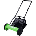 14 Inch 5-blade Hand Push Scroll Lawn Mower With Grass Device, Green