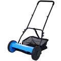 14 Inch 5-blade Hand Push Scroll Lawn Mower With Grass Device, Blue