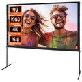 Projector Screen With Stand, 100 Inch 16:9 4K 1080 HD Outdoor Movie Screen With Stand, Wrinkle-Free Projection...