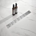 24 Inch Linear Shower Drain With Removable Brick Patterned Grate Cover, 304 Stainless Steel Shower Floor Drain With...