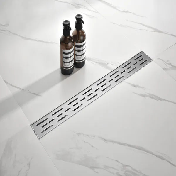 24 Inch Linear Shower Drain With Removable Brick Patterned Grate Cover, 304 Stainless Steel Shower Floor Drain With...