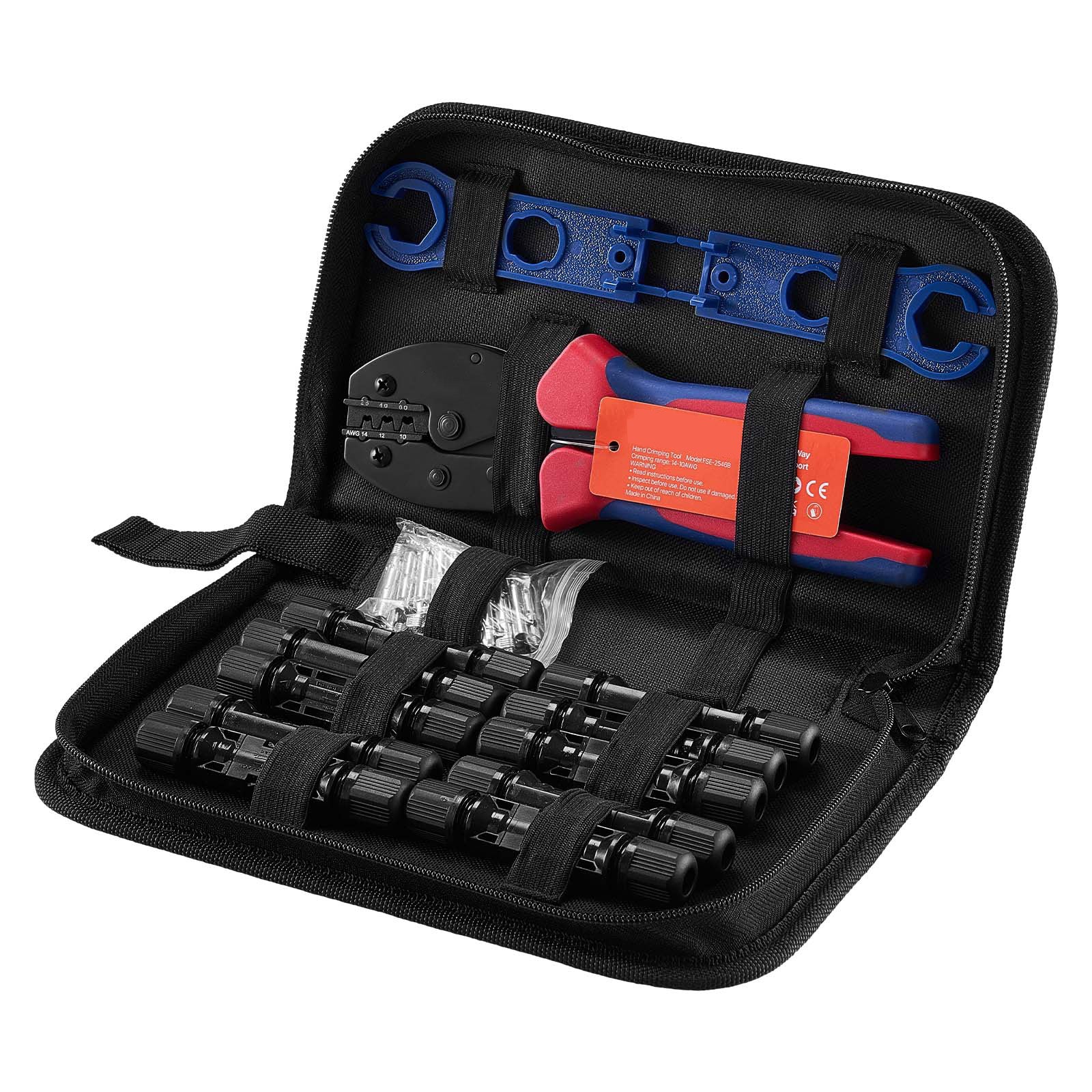 Crimping Tool, 14-10 AWG Ratcheting Solar Connector Crimper Tool Kit, Clear Metric & AWG Markings, With 10 Pairs...