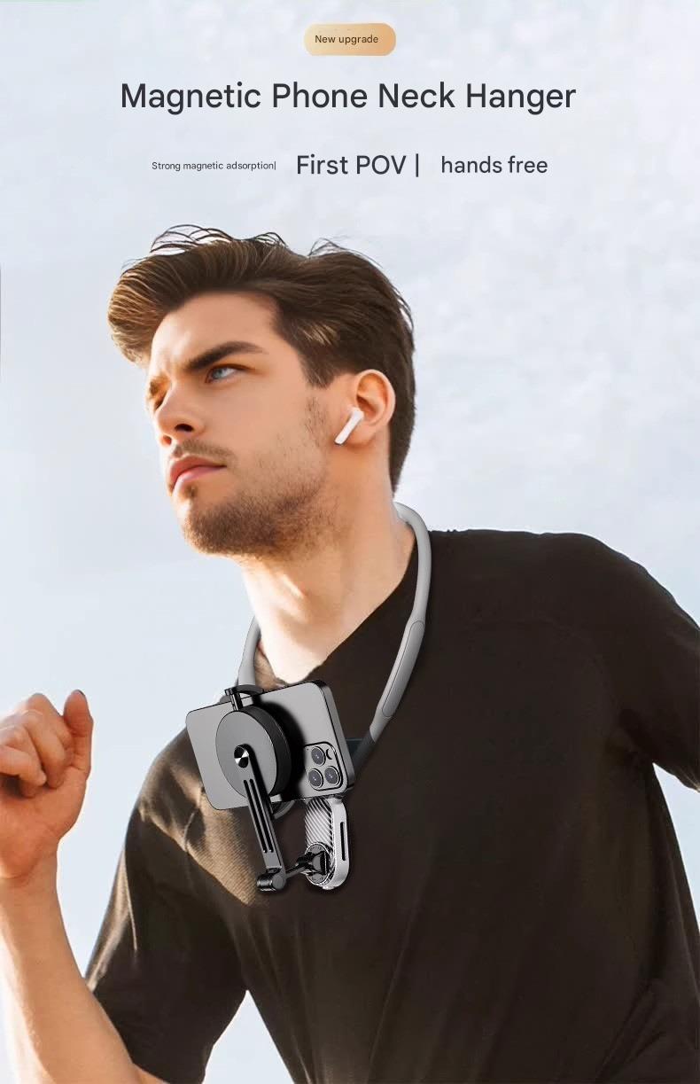 Magnetic Neck Strap Mount For Mobile Live Streaming With Anti-Shake Shooting Original-Angle Action Camera Mount For...