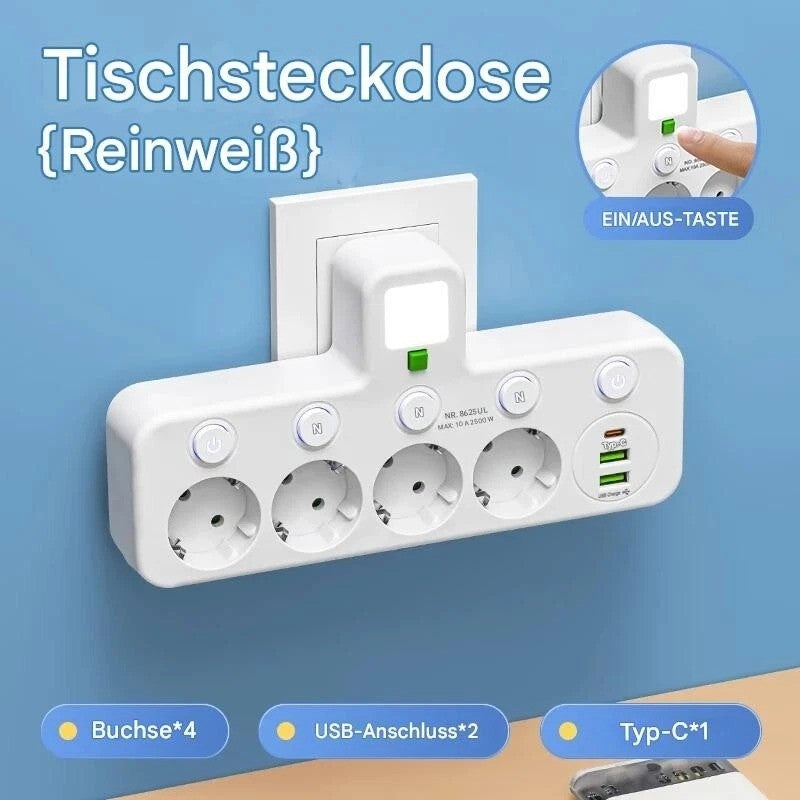 Support Pan European-4-Way EU Socket Multi-Plug Power Strip Adapter With USB  2-3 Days