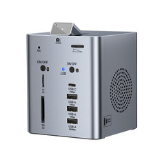 ULT 13 in 1 Vertical Docking Station with PD100W DC18W,TF&SD3.0,10Gbps USB-C USB-A, Camera,bluetooth-compatible 6.0 Speaker, Volume Adjustment for Laptop Computer PC