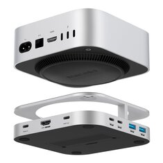 YICOSUN 10-in-1 USB-C Hub Docking Station for MacMini M4 Support 4K60Hz M.2 NVMe/SATA SSD USB3.2 10Gbps 3.5MM SD&TF Aluminum Alloy USB Hub