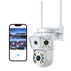 K30 2-Lens WIFI IP Camera 1080P Full Color Outdoor Waterproof Night Vision WiFi Surveillance Camera 1920x1080 360-degree 2MP PTZ Home Security System Camera