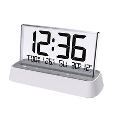 3572 Multifunctional Digital Alarm Clock Large LCD Screen Display Dual Alarm Temperature Humidity Backlight for Bedroom Office Home Use