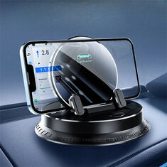 HELLOLEIBOO Portable Smart Wireless Charging Dashboard Phone Holder 360 Degree Rotation Auto Lock Stand Universal