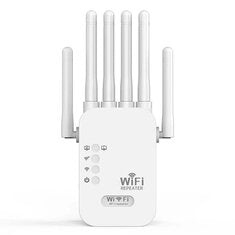 1200Mbps Wireless WiFi Repeater Dual Band WIFI Extender Booster 2.4G/5G Network Amplifier with 6 Antennas 360° Full Coverage Signal for Small Office