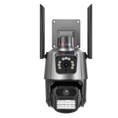 6MP 3K PTZ WiFi Camera Dual Lens Screen Intelligent Night Vision Motion Detection Two Way Intercom Record Playback CCTV Surveillance Security Camera ICSEE App