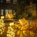 Solar Garden Lights Outdoor Decoration,Flower-shaped Lights Metal Solar Watering Can Lights Outdoor Waterproof,...