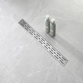 28 Inch Linear Shower Drain With Removable Brick Patterned Grate Cover, 304 Stainless Steel Shower Floor Drain With...