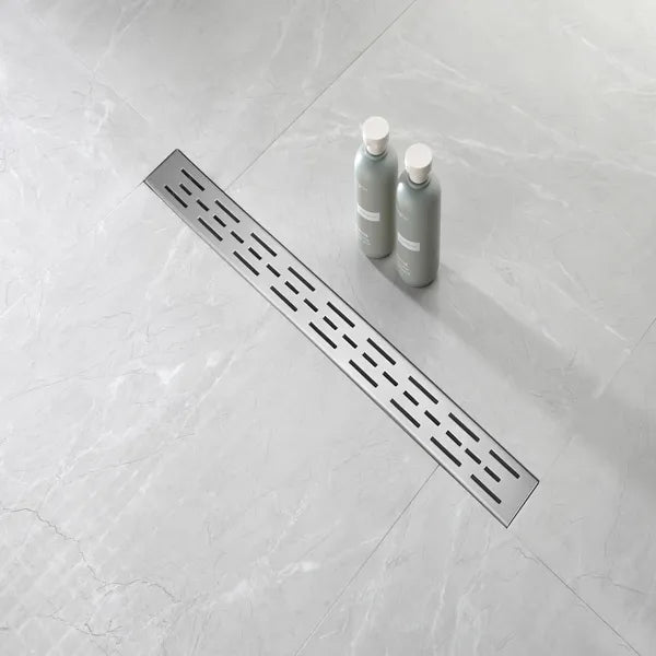 28 Inch Linear Shower Drain With Removable Brick Patterned Grate Cover, 304 Stainless Steel Shower Floor Drain With...