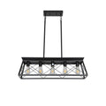 32-inch Black Industrial 5-Light Pendant Chandelier, Modern Metal Cage Design, Adjustable Hanging Light For Dining Room, Kitchen, Living Room  Bulb Not Included