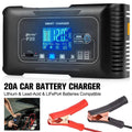 Support Pan European-Car Intelligent Battery Charger Automotive Lithium LiFePO4 AGM GEL 12-24V 20A-10A