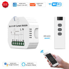 Tuya WiFi Smart RF433 Blind Shutter Curtain Switch with Remote APP Timing Function Voice Control with Alexa Google Assistant