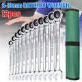 12Pcs 72 Tooth Ratchet Spanner Set 8-19MM Fixed Head Combination Wrench Set Tool