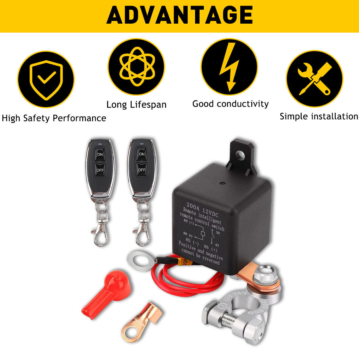 12V Wireless Remote Car Battery Disconnect Relay Master Kill Cut-off Switch AU