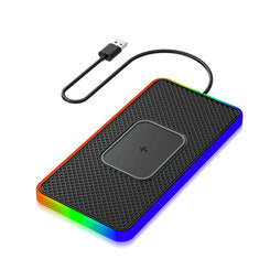 Car Wireless Charger with Atmosphere Lighting Wireless Phone Charger Fast Charging Station for 15 14 13 Pro Max