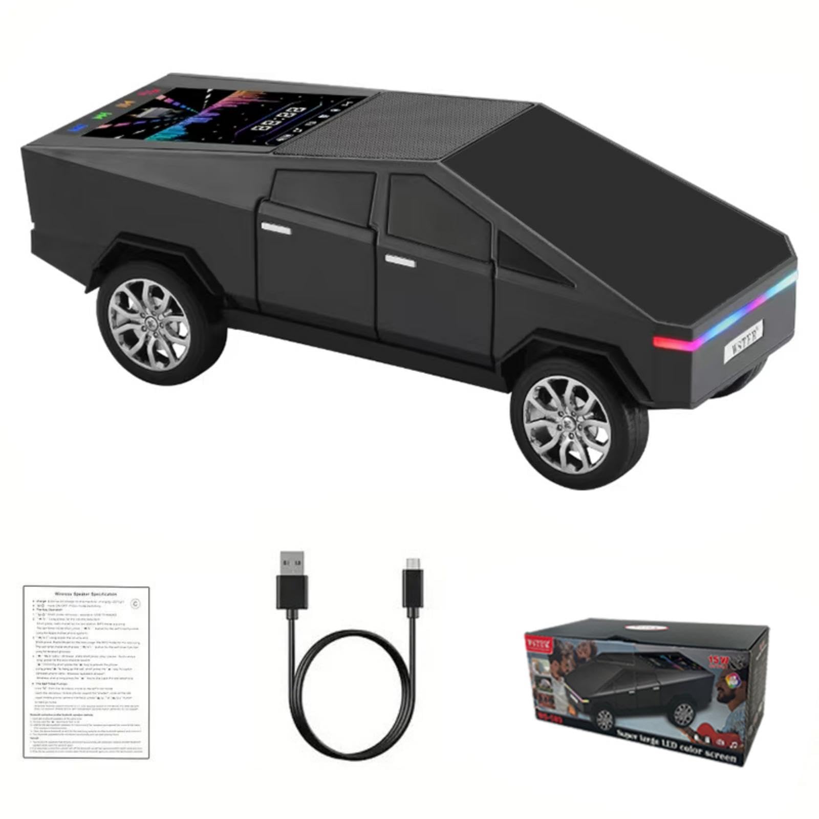 WS-580 Bluetooth Pickup Truck Portable Speaker With Display, High-definition Sound, TWS Pairing, FM Radio, Built-in...