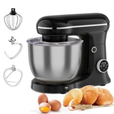 [EU Direct] NovuLife 1500W3-In-1 Electric Stand Mixer 5L With 10 Speeds Adjustable 360° Mixing Smart Timer ≤76dB Low Noise LED Display for Home Kitchen
