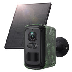 3MP Solar Security Camera Camouflage Color Night Vision PIR Motion Detections 2-Way Audio  IP66 Waterproof Wireless Outdoor Indoor Surveillance CCTV Cameras