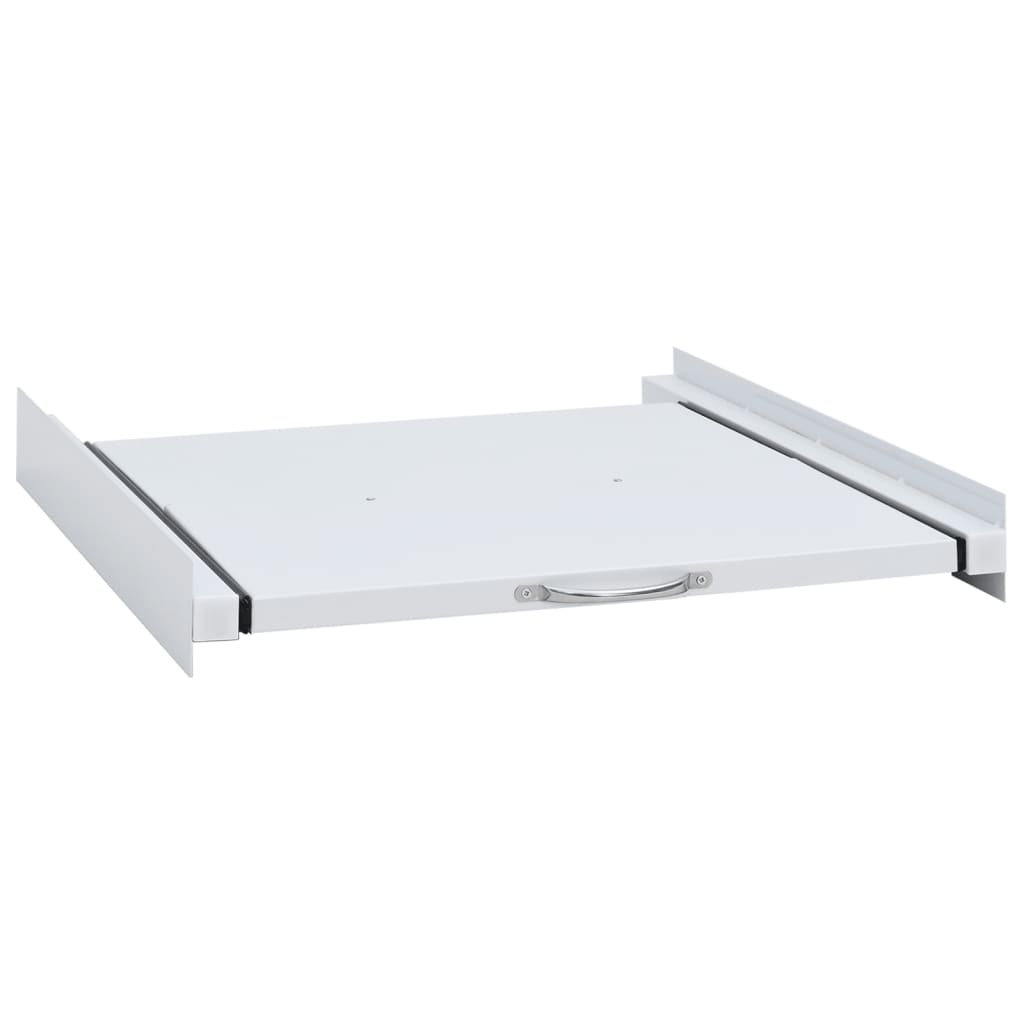 stacking frame for washing machines with extendable shelf