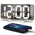 Smart LED Mirror Digital Clock Alarm Clock LED Digital Clock Auto Dimming Mirror Rechargeable Digital Clock for Bedrooms 4 Level Brightness&2 Level Volume