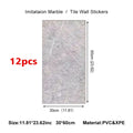 12Pcs Pvc Marble Tiles Wall Sticker Self-Adhesive Stick Kitchen Bathroom Decor