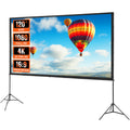 Projector Screen With Stand, 120 Inch 16:9 4K 1080 HD Outdoor Movie Screen With Stand, Wrinkle-Free Projection...