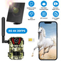 1Pc 4G 4K 30Fps Solar Trail Camera Outdoor Wildlife Camera Motion Activated IP66 Waterproof With 140 Degree Viewing...
