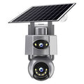 V380 6MP Dual-Lens Solar PTZ Security Camera Full-Color Night Vision Human Motion Two-Way Audio 4G WIFI AOV Monitoring Surveillance Camera for Outdoor Security